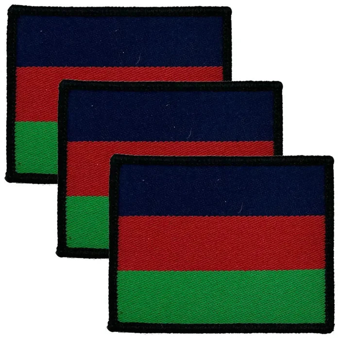 Set of three Army Dental Corps TRF patches with navy, red, and green stripes, iron or sewn on, regulation pattern by John Bulls. 3 Pack from  John Bull Clothing