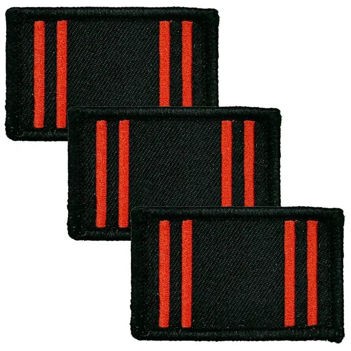 Set of three Army Physical Training Corps TRF patches with black background and red vertical stripes, iron or sew on from John Bull Clothing. 3 Pack from  John Bull Clothing