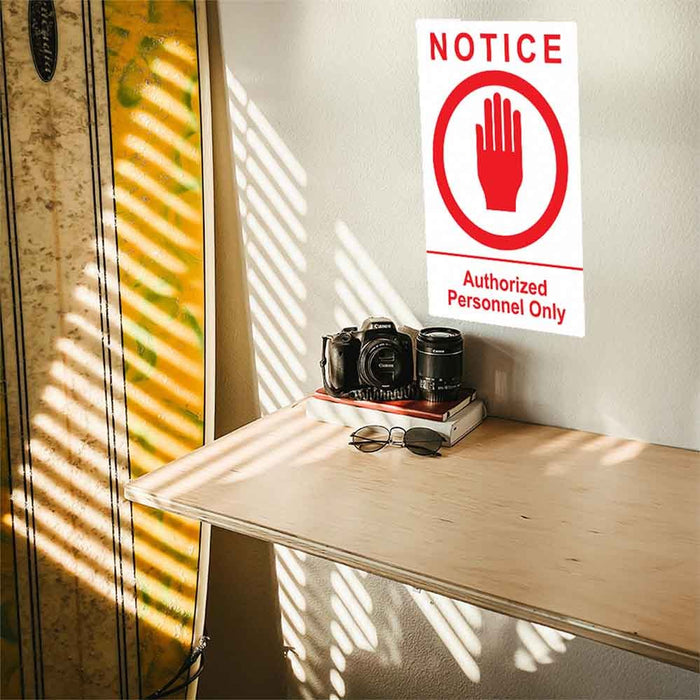 24 inch Authorized Personnel Sign Decal Installed Above Shelf