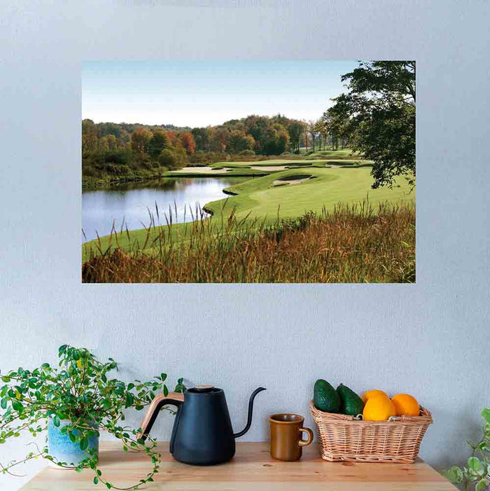 24x36 inch Autumn Golf Course Decal Installed Above Table