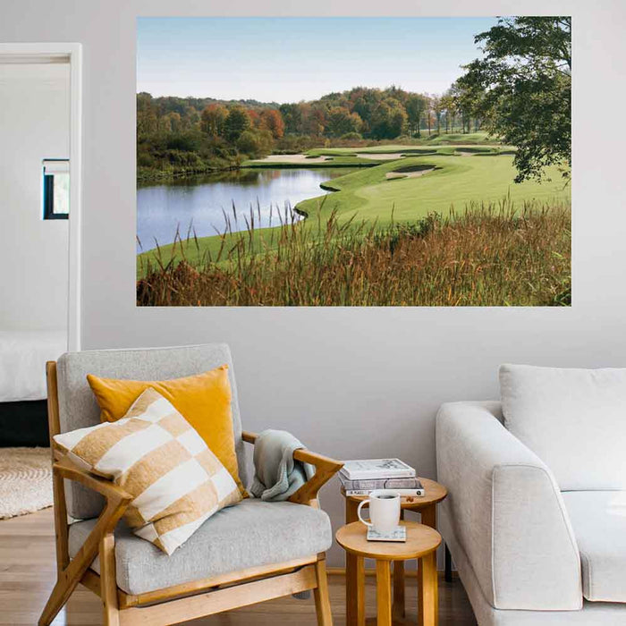 40x60 inch Autumn Golf Course Decal Installed in Living Room