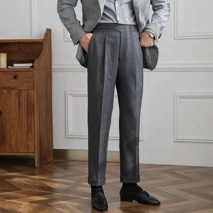 Autumn italian high-waist trousers - AntoniosClothing - Gray