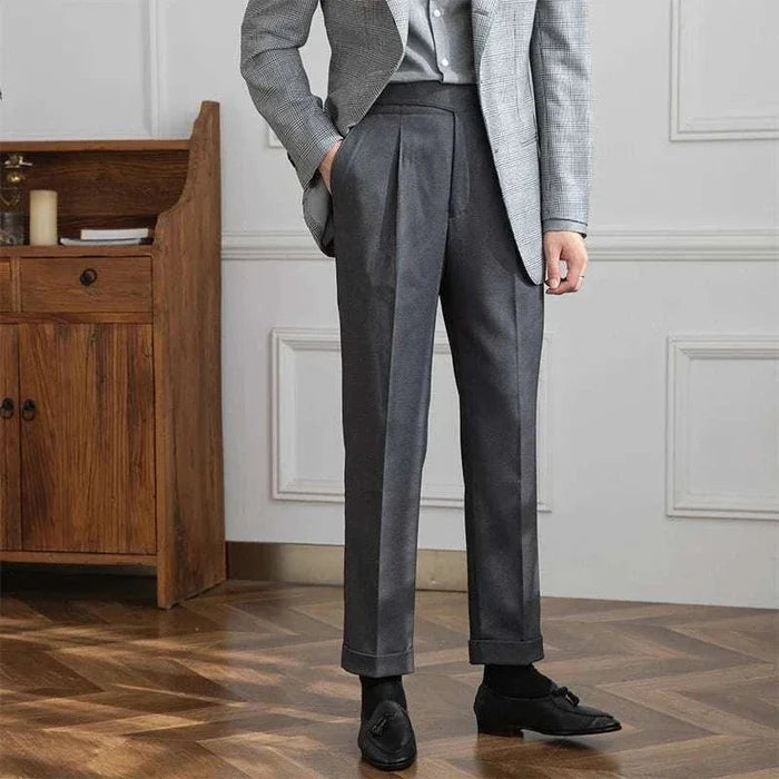 Autumn italian high-waist trousers - AntoniosClothing - Gray