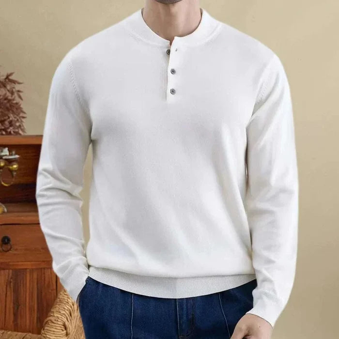 Autumn korean premium sweater with buttons - AntoniosClothing - White