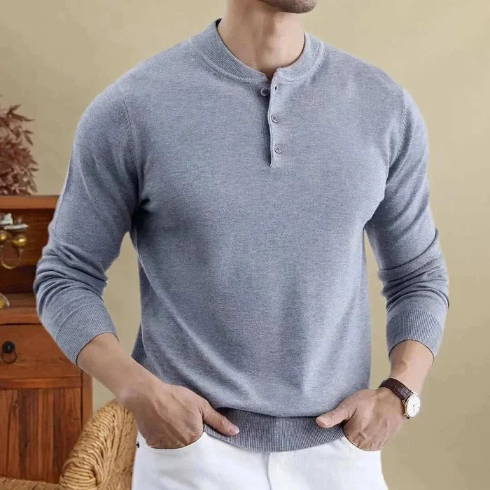 Autumn korean premium sweater with buttons - AntoniosClothing - Grey