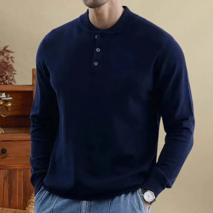 Autumn korean premium sweater with buttons - AntoniosClothing - Blue
