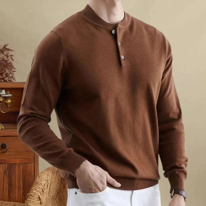 Autumn korean premium sweater with buttons - AntoniosClothing - Coffee