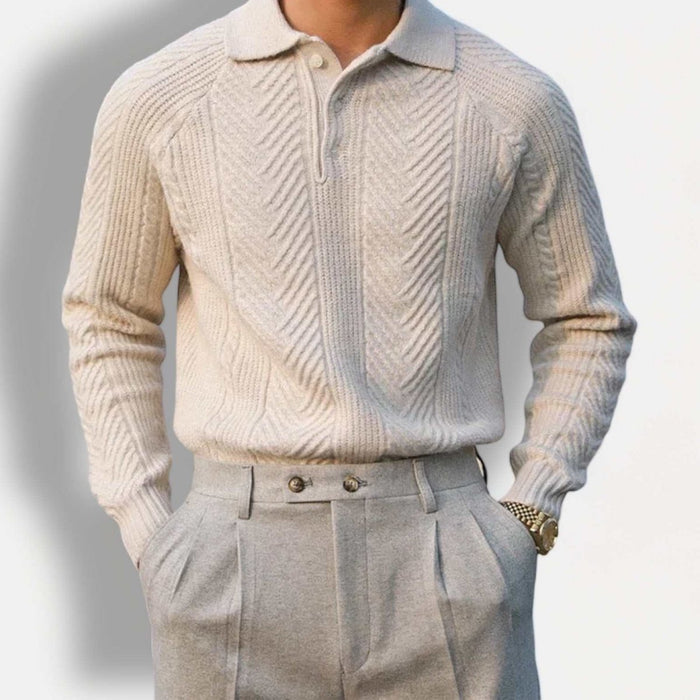 Autumn lapel regular fit sweater - AntoniosClothing - Apricot