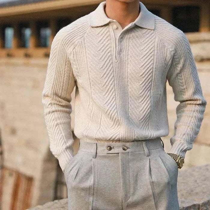 Autumn lapel regular fit sweater - AntoniosClothing - Apricot