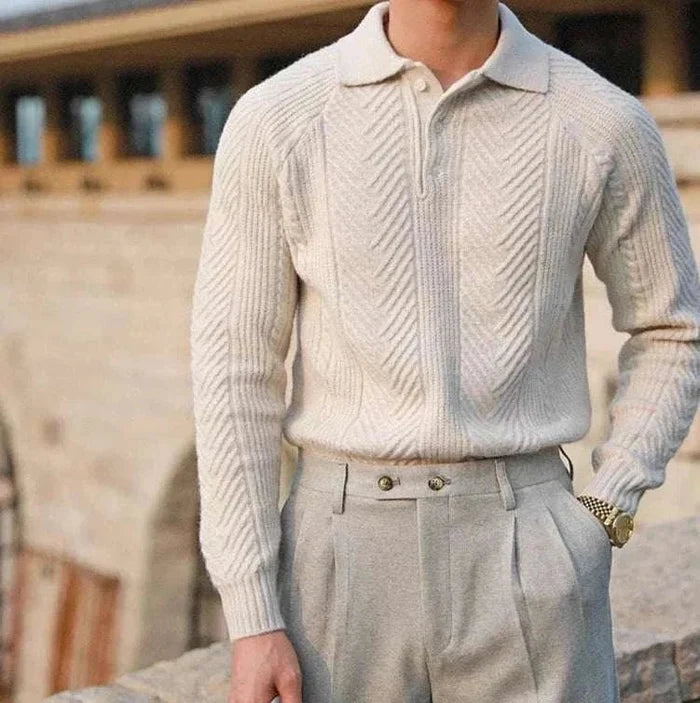 Autumn lapel regular fit sweater - AntoniosClothing - Gray