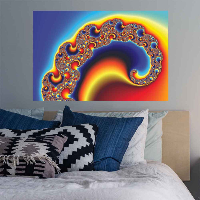 36 inch Dencat Fractal Art Decal Installed Above Bed