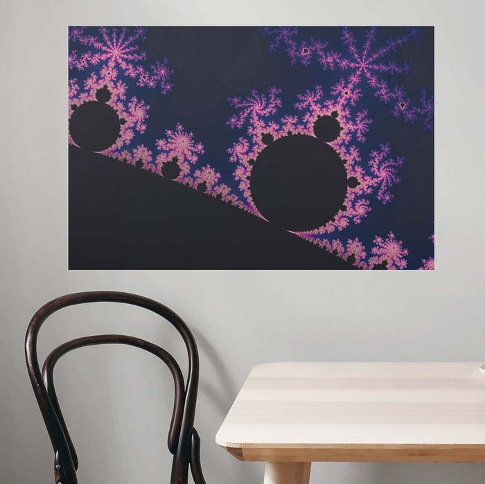 36 inch Electric Blossom Fractal Poster Displayed Above Table & Chair