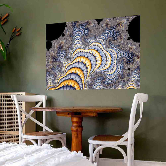 48 inch Fractal Plates Art Poster Displayed in Dining Area
