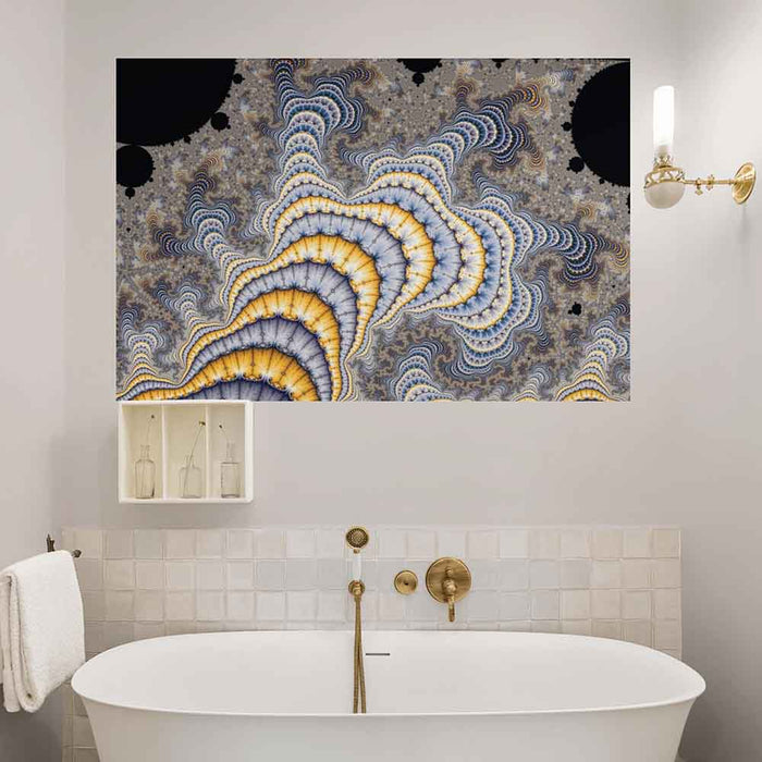 60 inch Fractal Plates Art Poster Displayed in Bathroom