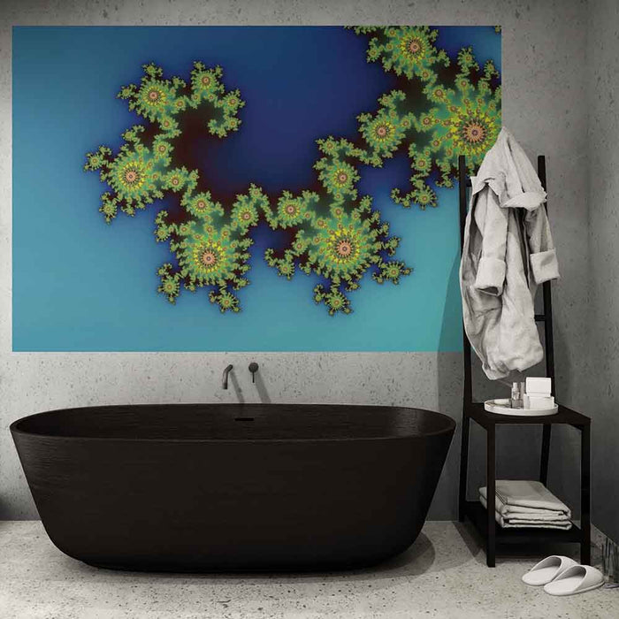 72 inch Sea Creature Art Poster Displayed Above Bathroom Tub
