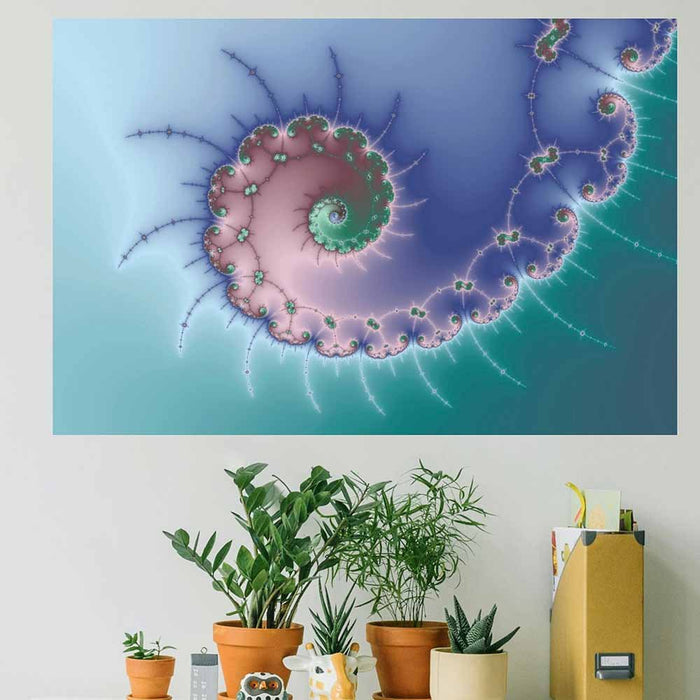 36 inch Swirl Fractal Poster Displayed Above Plants