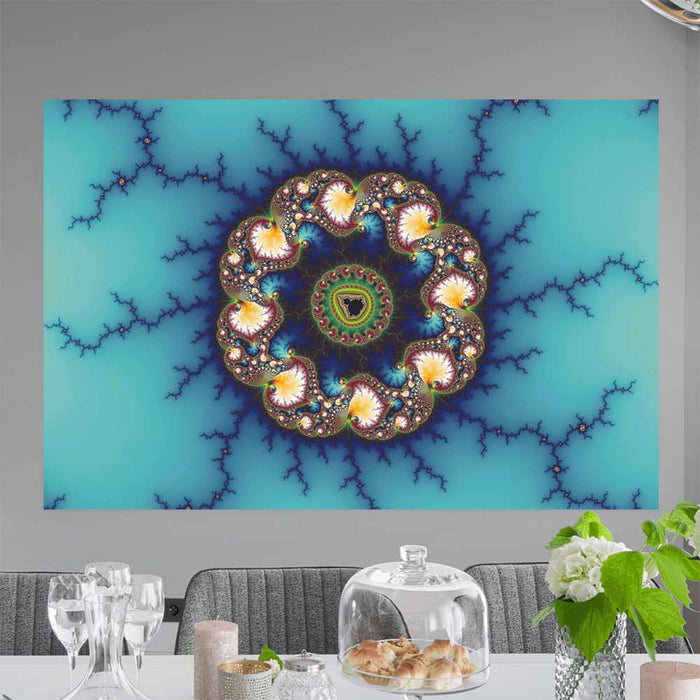 72 inch Whirlpool Fractal Art Poster Displayed in Dining Room