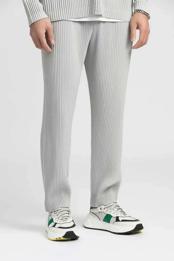 Baggy relaxed fit casual trousers - AntoniosClothing - Light gray