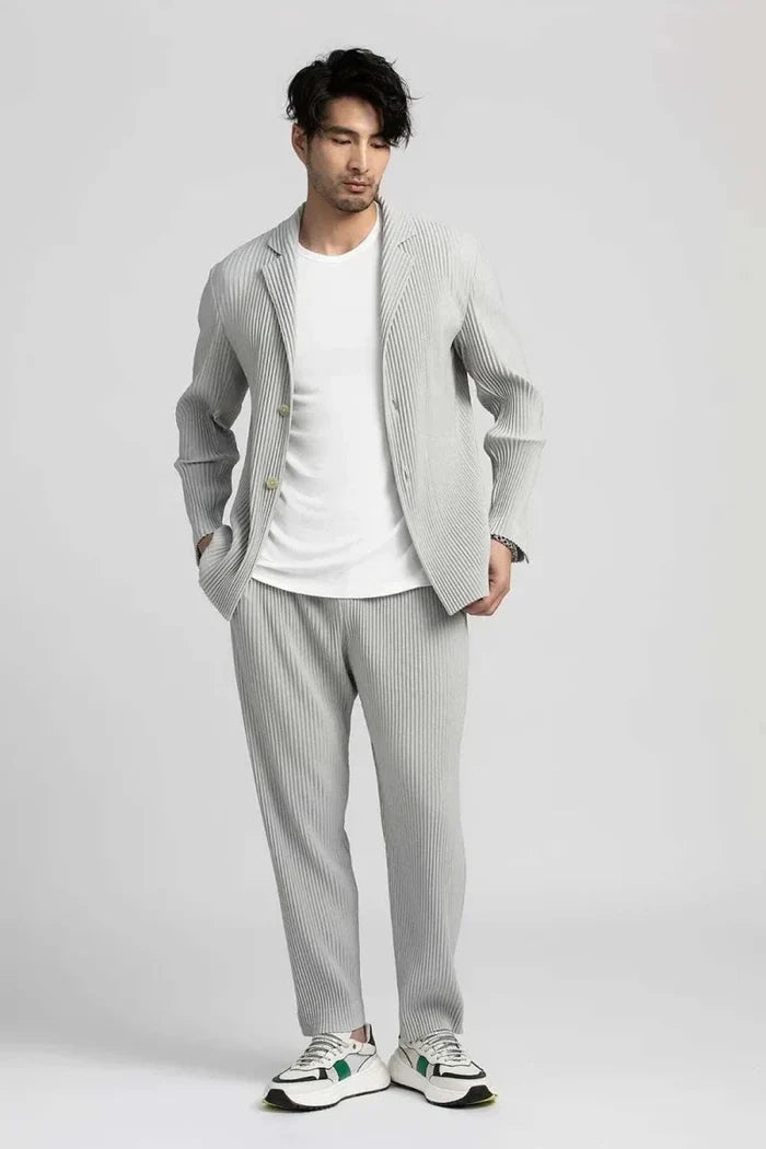 Baggy relaxed fit casual trousers - AntoniosClothing - Light gray