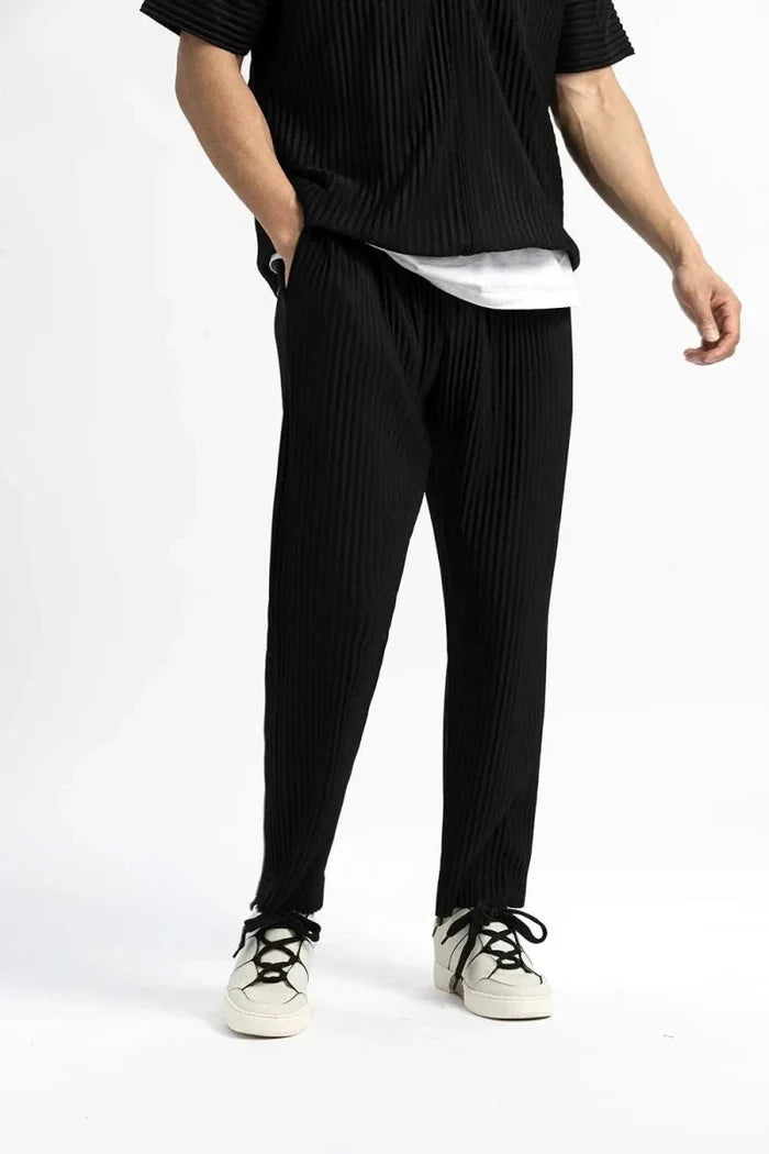 Baggy relaxed fit casual trousers - AntoniosClothing - Black