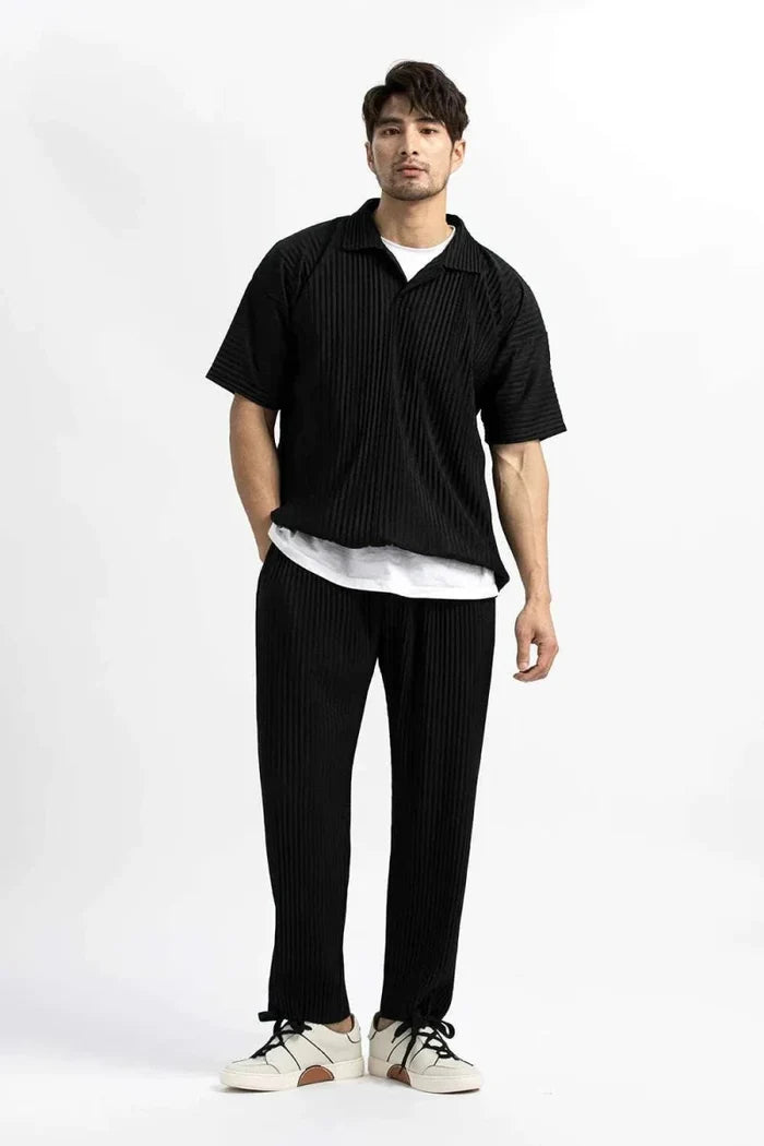 Baggy relaxed fit casual trousers - AntoniosClothing - Black
