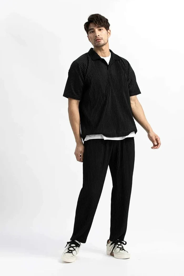 Baggy relaxed fit casual trousers - AntoniosClothing - Black