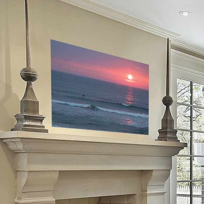 32x48 inch Sunset II Decal Installed Above Fireplace