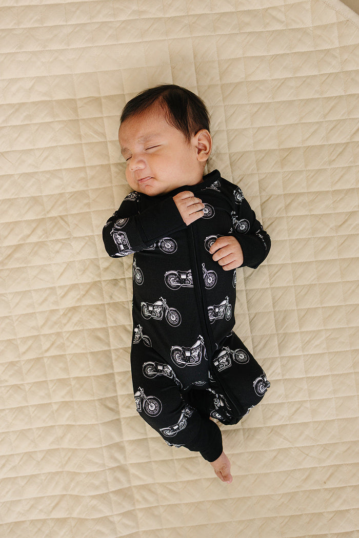 Bamboo Zip Romper | Born to Ride Black