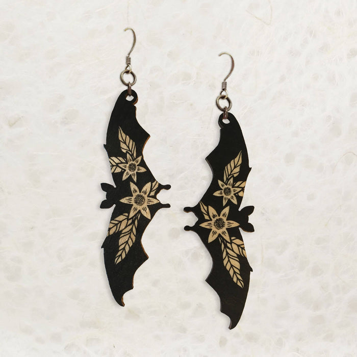 Bat Wooden Earrings