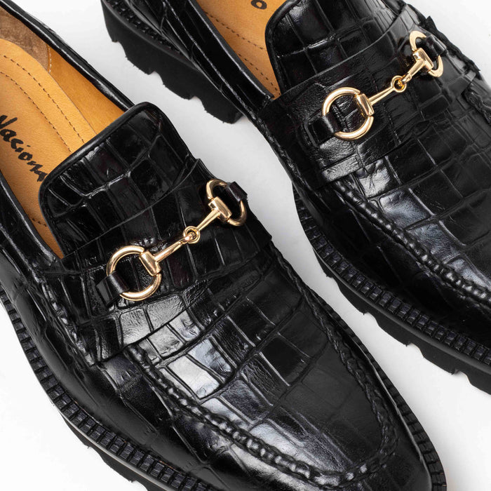 BATAN mocasín negro detalle bordo tejido producción limitada México