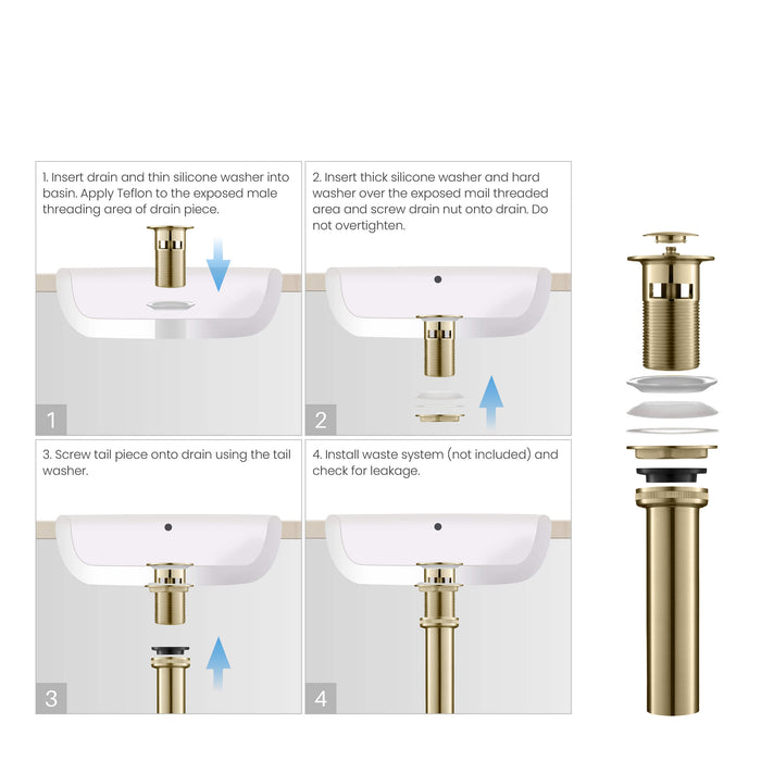 Bathroom Sink Pop Up Drain Stopper Small Cover with Overflow - PW-100