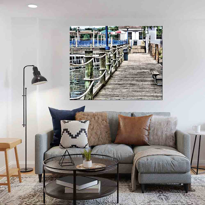 38.5x48 inch Boat House Poster Displayed in Living Room