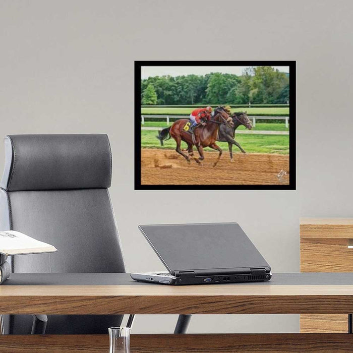 19x24 inch Neck in Neck Horse Race Decal Installed in Office