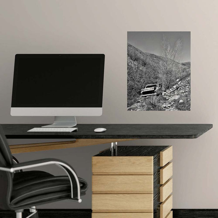 19x24 inch Old Car Poster Displayed Above Desk