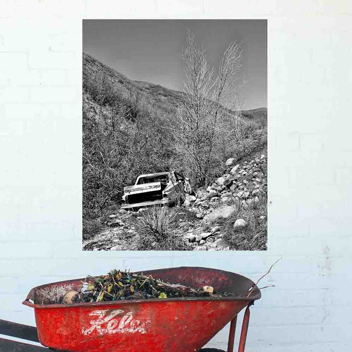 29x36 inch Old Car Poster Displayed on Wall