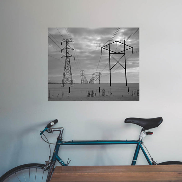 19x24 inch Power Lines Poster Displayed on Wall