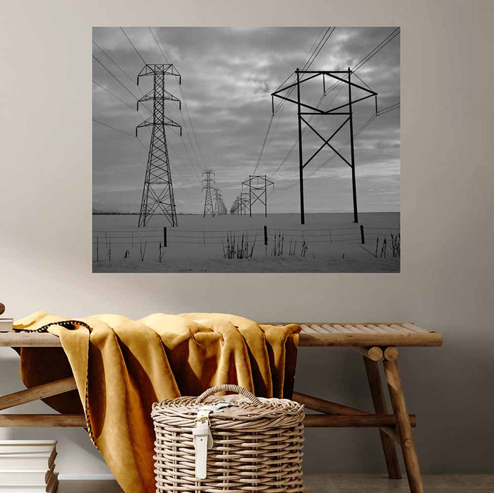 38.5x48 inch Power Lines Decal Installed Above Bench