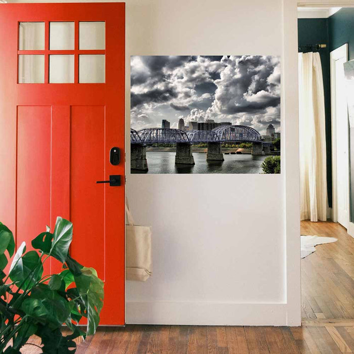 28x36 inch Purple Bridge Poster Displayed in Foyer