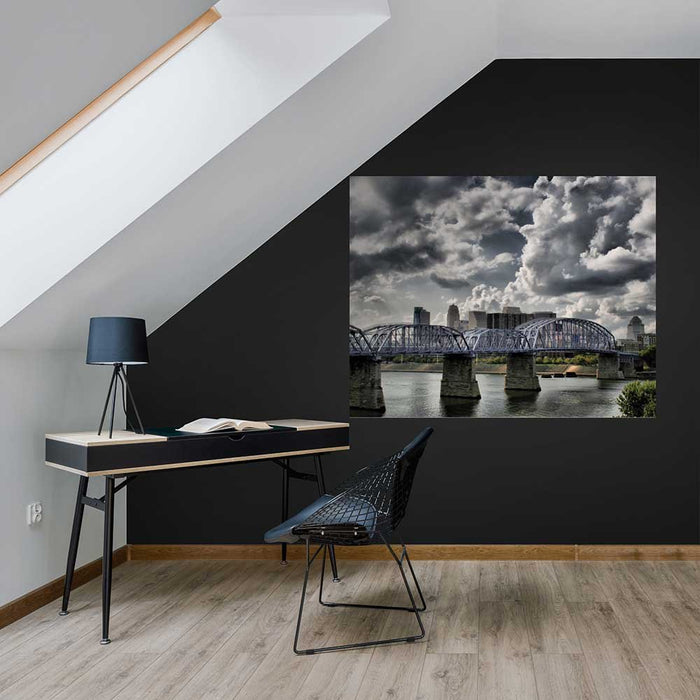 47x60 inch Purple Bridge Decal Installed Near Desk