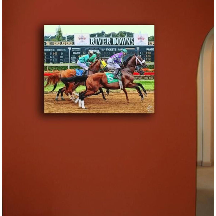 River Downs Horse Race Canvas Print Installed | Wallhogs