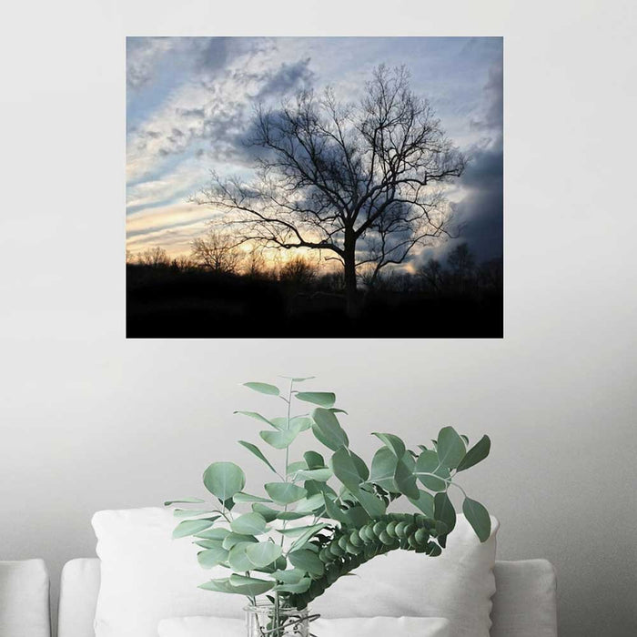 19x24 inch Sunset Tree Decal Installed Above Chair