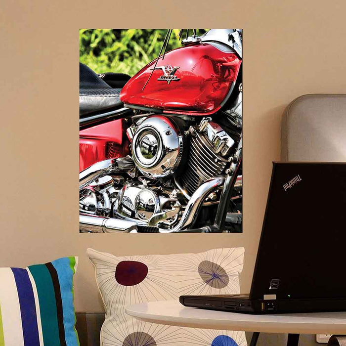 19x24 V Star Motorcycle Poster Displayed in Dorm Room