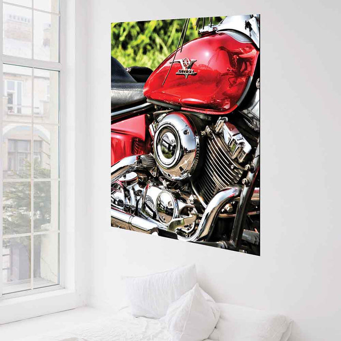 38.5x48 V Star Motorcycle Poster Displayed Near Window