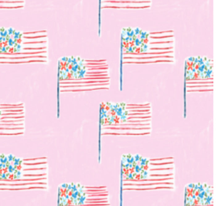 Be Elizabeth - Tank Lounge Set - Pink Patriotic Flags