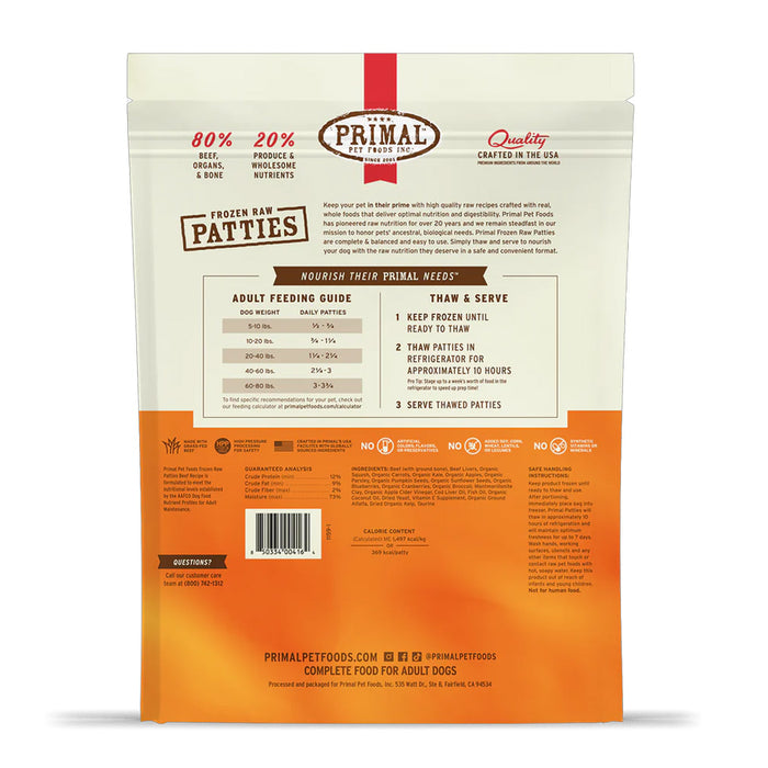 Beef Frozen Raw for Dogs 6lb back of bag