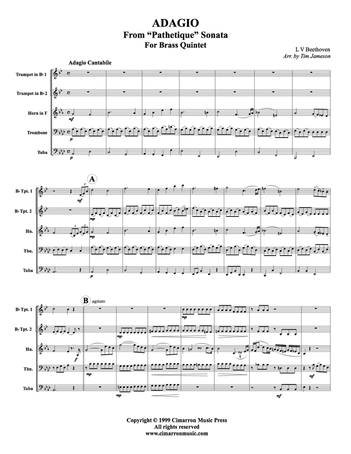 Beethoven, L V - Adagio Cantible from Sonata "Pathetique" - Brass Quintet