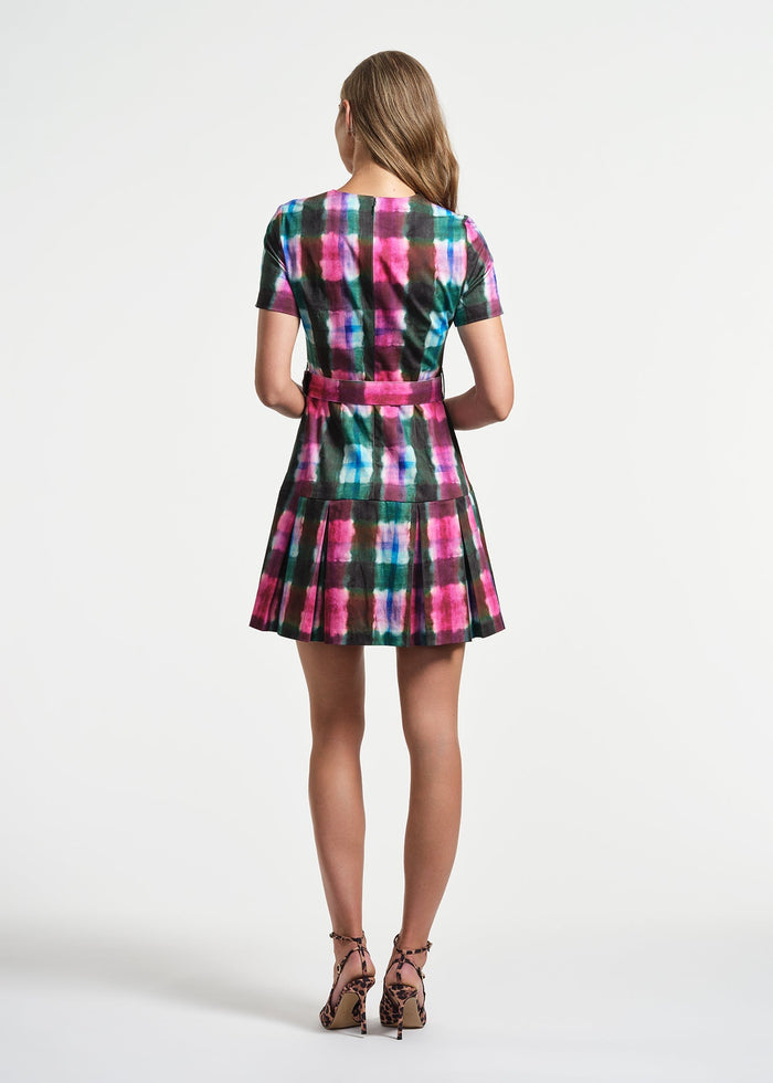 Belted Pleated Short Dress