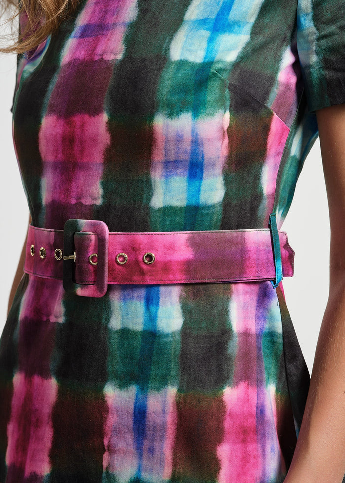 Belted Pleated Short Dress
