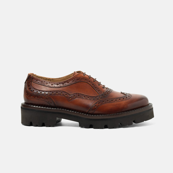 BERZA oxford brogue london vista frontal calzado artesanal León Guanajuato