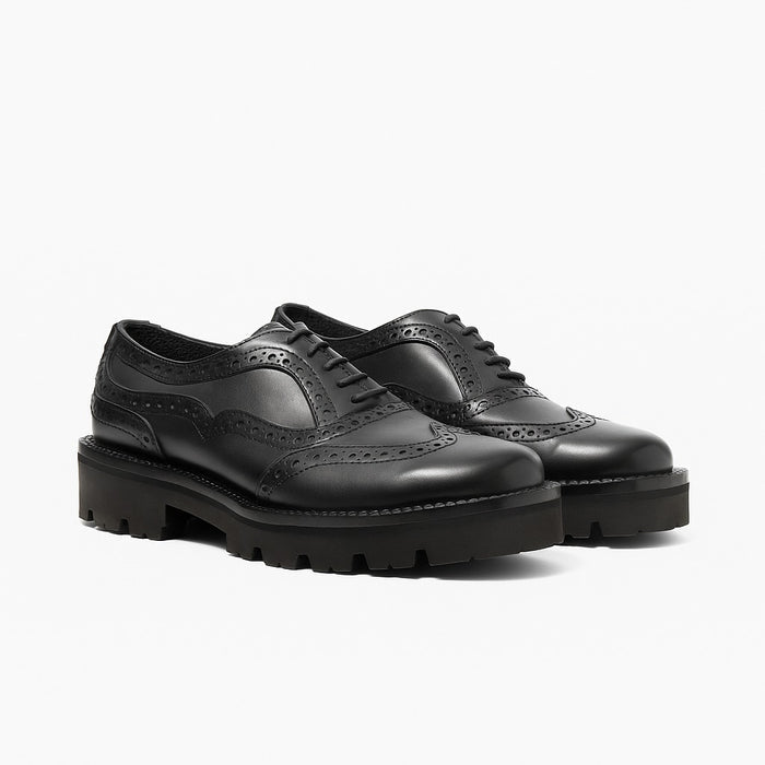 BERZA zapato oxford brogue negro vista superior detalle brogue